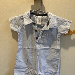 Carter's Light Blue & White Striped Button-Front Kids Shirt